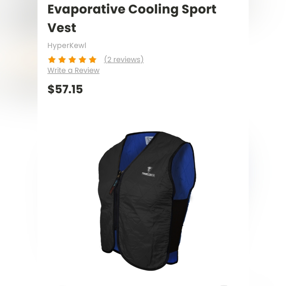 TECHNICHE MOTORCYCLE COOLING VEST. XL NWT. HYPERKEWL PLUS